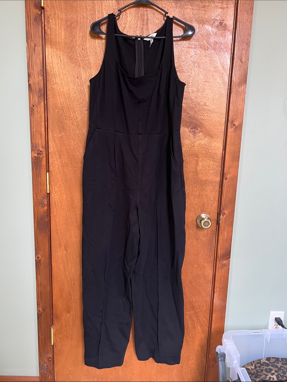 SPANX Black Sleeveless Jumpsuit with Wide Legs